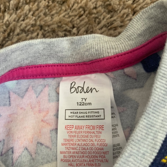 Boden Fireworks 2pc Snug Long John Pajamas Set 7Y Glow in Dark Cotton Pjs - Picture 7 of 9